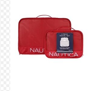 Nautica 2 Piece Nylon Mesh East West Red Packing Cube Set